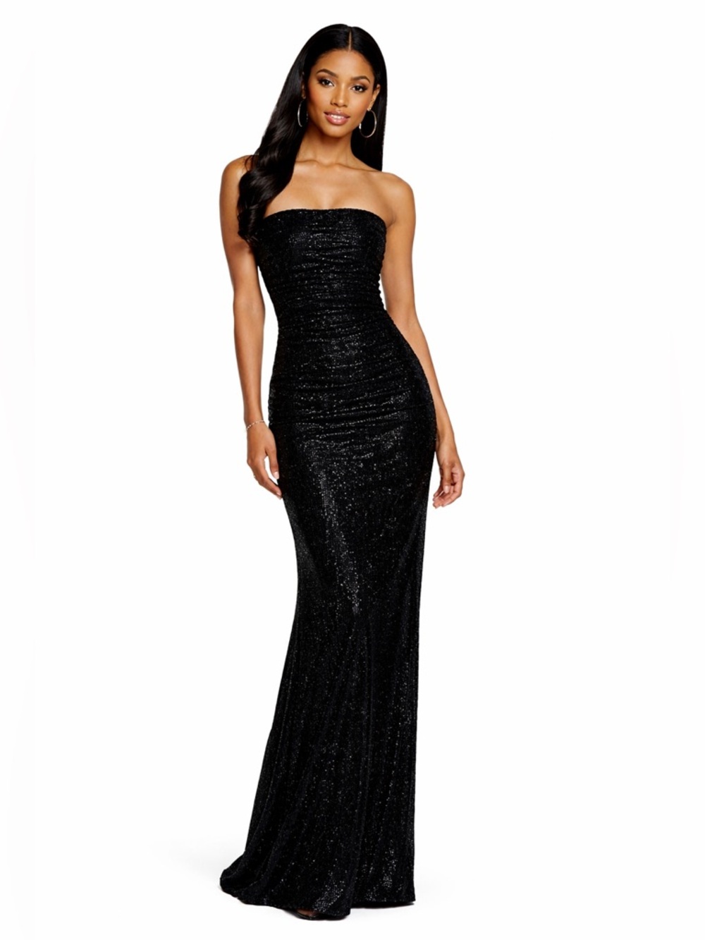 Badgley Mischka Textured Black and Silver Dress